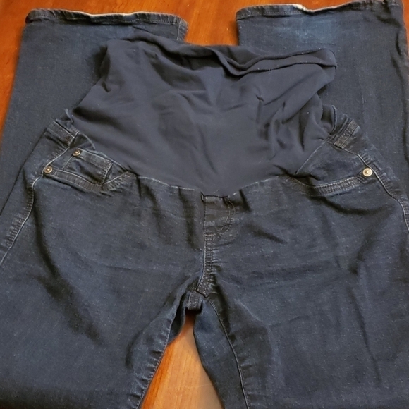 INDIGO Blue Maternity Jeans Boot Cut Petite Med VGUC - Picture 1 of 8